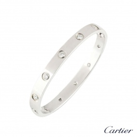 Cartier White Gold Full Diamond Love Bracelet Size 19 B6040719 Cartier White Gold Full Diamond Love Bracelet Size 19 B6040719